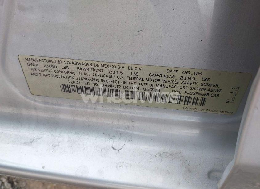 Photo 9 of 2008 Volkswagen Jetta WOLFSBURG EDITION (VIN 3VWRJ71K18M185744)