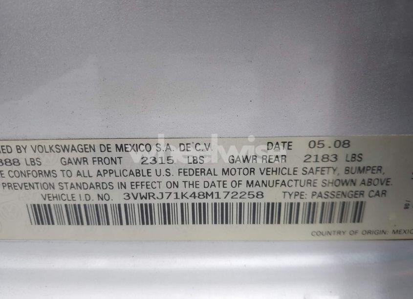 Photo 9 of 2008 Volkswagen Jetta WOLFSBURG EDITION (VIN 3VWRJ71K48M172258)