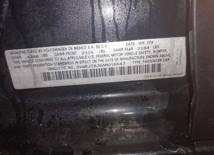 Photo 9 of 2010 Volkswagen Jetta WOLFSBURG EDITION (VIN 3VWRJ7AJ6AM018647)