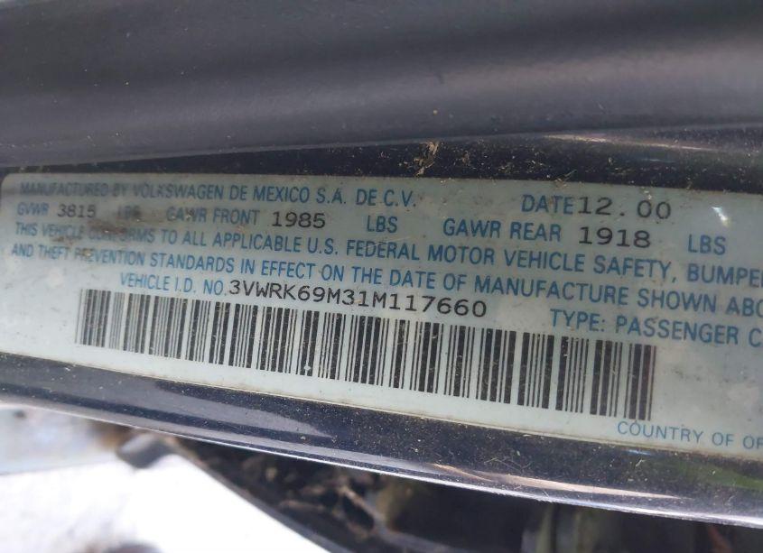 Photo 9 of 2001 Volkswagen Jetta GL (VIN 3VWRK69M31M117660)