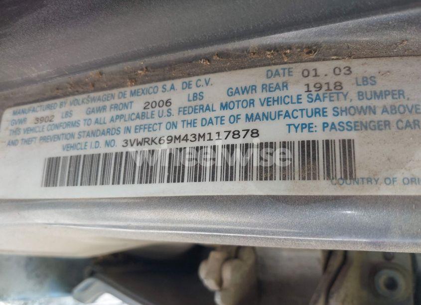 Photo 9 of 2003 Volkswagen Jetta GL (VIN 3VWRK69M43M117878)