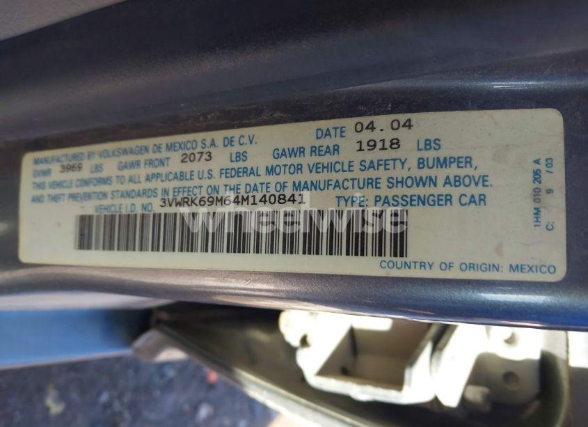 Photo 9 of 2004 Volkswagen Jetta GL (VIN 3VWRK69M64M140841)