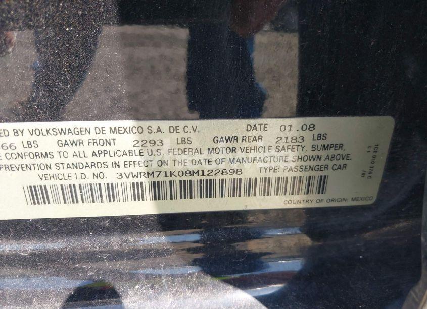 Photo 9 of 2008 Volkswagen Jetta SE (VIN 3VWRM71K08M122898)