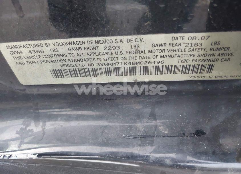 Photo 9 of 2008 Volkswagen Jetta SE/SEL (VIN 3VWRM71K48M026496)