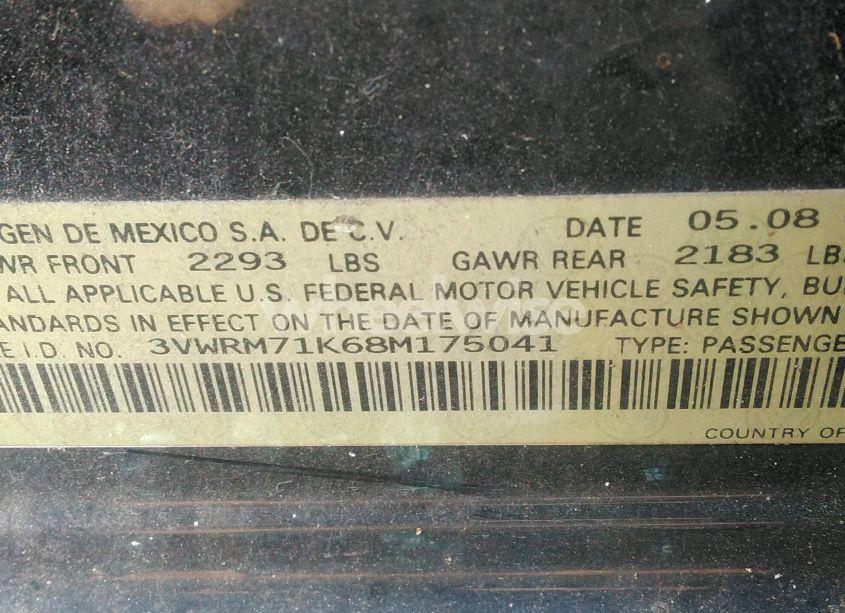 Photo 9 of 2008 Volkswagen Jetta SE/SEL (VIN 3VWRM71K68M175041)