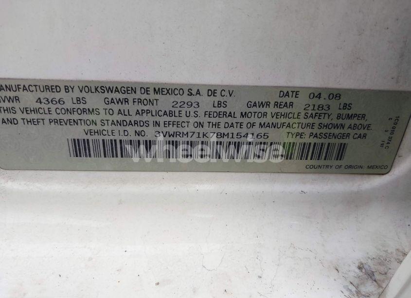 Photo 9 of 2008 Volkswagen Jetta SE/SEL (VIN 3VWRM71K78M154165)
