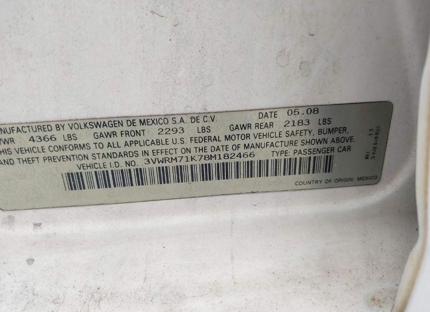 Photo 9 of 2008 Volkswagen Jetta SE/SEL (VIN 3VWRM71K78M182466)