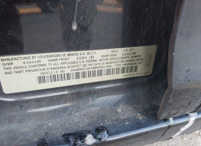 Photo 9 of 2008 Volkswagen Jetta SE/SEL (VIN 3VWRM71K98M054780)