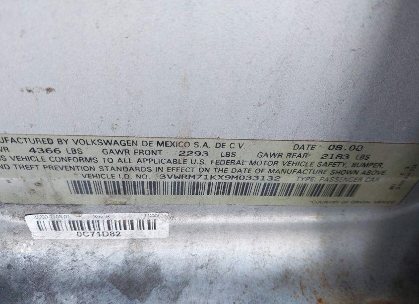 Photo 9 of 2009 Volkswagen Jetta SE/SEL (VIN 3VWRM71KX9M033132)