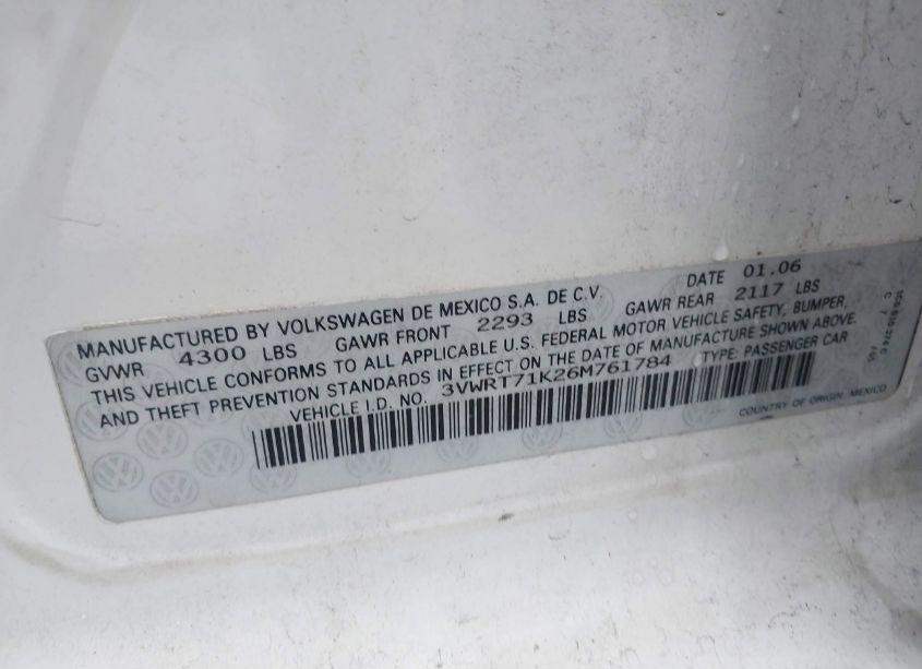 Photo 9 of 2006 Volkswagen Jetta TDI (VIN 3VWRT71K26M761784)