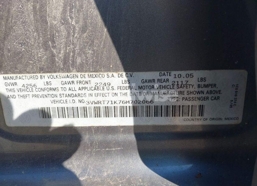 Photo 9 of 2006 Volkswagen Jetta TDI (VIN 3VWRT71K76M702066)