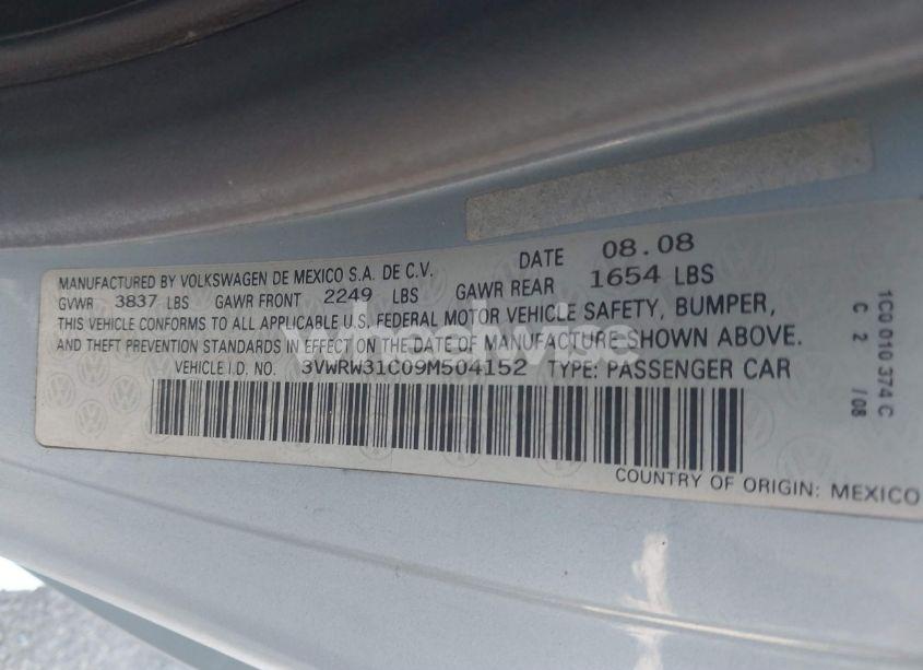 Photo 9 of 2009 Volkswagen New BEETLE 2.5L (VIN 3VWRW31C09M504152)