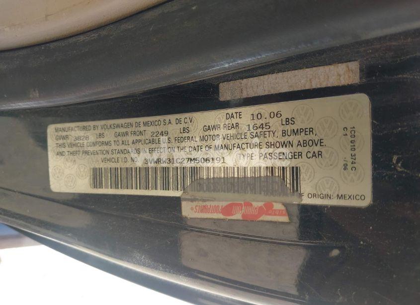 Photo 9 of 2007 Volkswagen New BEETLE 2.5 (VIN 3VWRW31C27M506191)