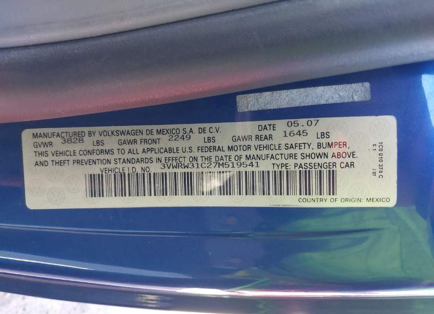 Photo 9 of 2007 Volkswagen New BEETLE 2.5 (VIN 3VWRW31C27M519541)