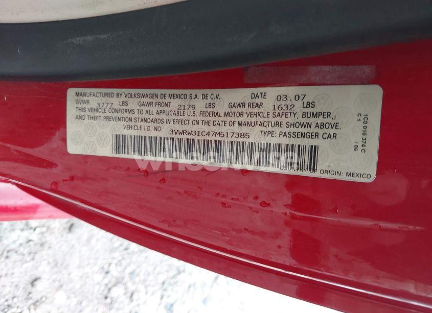 Photo 9 of 2007 Volkswagen New BEETLE 2.5 (VIN 3VWRW31C47M517385)