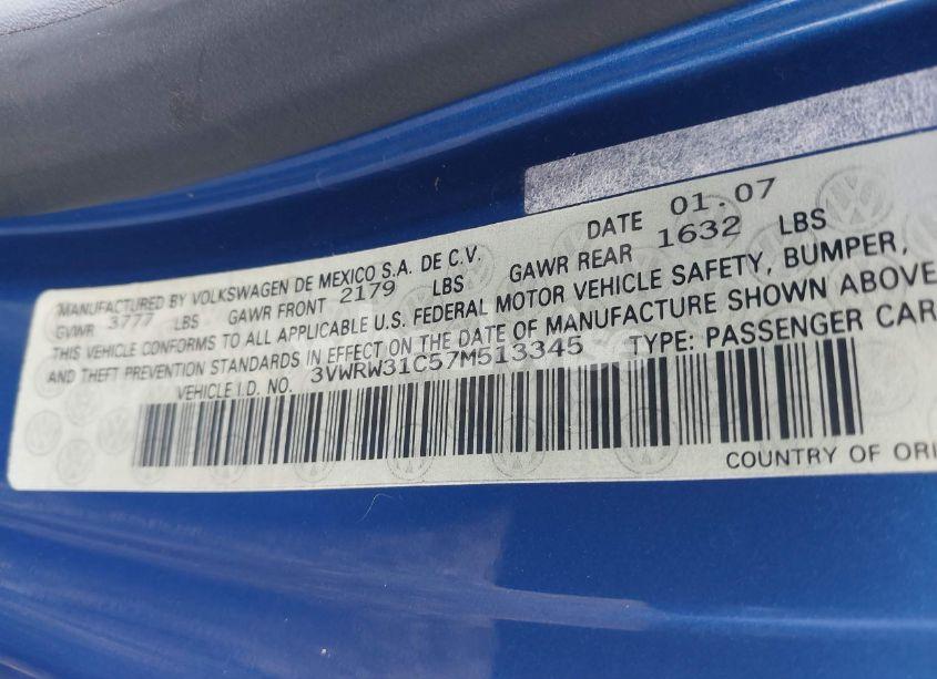 Photo 9 of 2007 Volkswagen New BEETLE 2.5 (VIN 3VWRW31C57M513345)