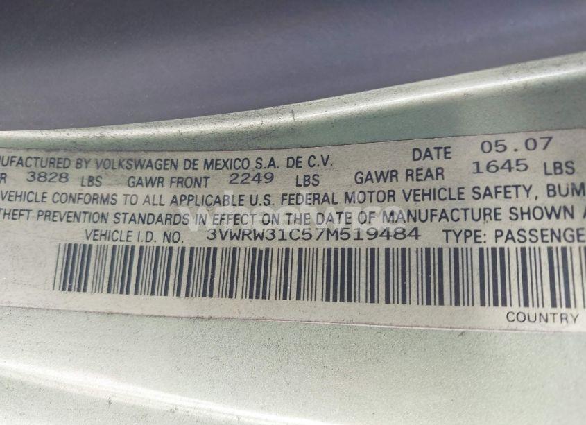 Photo 9 of 2007 Volkswagen New BEETLE 2.5 (VIN 3VWRW31C57M519484)