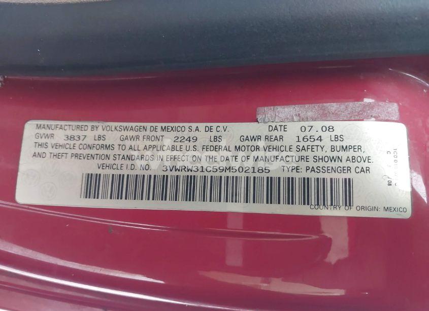 Photo 9 of 2009 Volkswagen New BEETLE 2.5L (VIN 3VWRW31C59M502185)