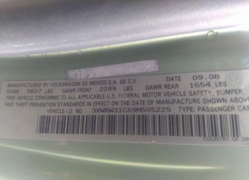 Photo 9 of 2009 Volkswagen New BEETLE 2.5L (VIN 3VWRW31C69M505225)