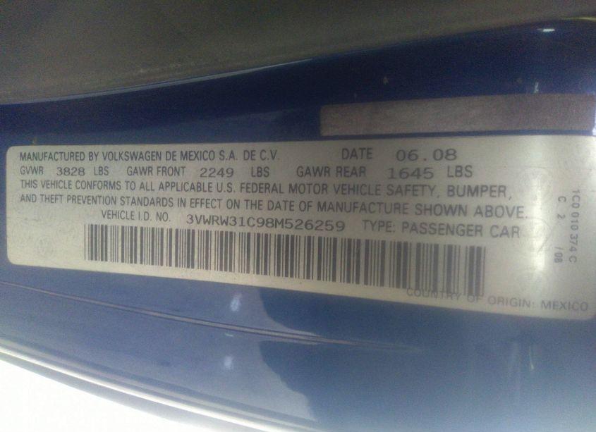 Photo 9 of 2008 Volkswagen New BEETLE S/SE (VIN 3VWRW31C98M526259)