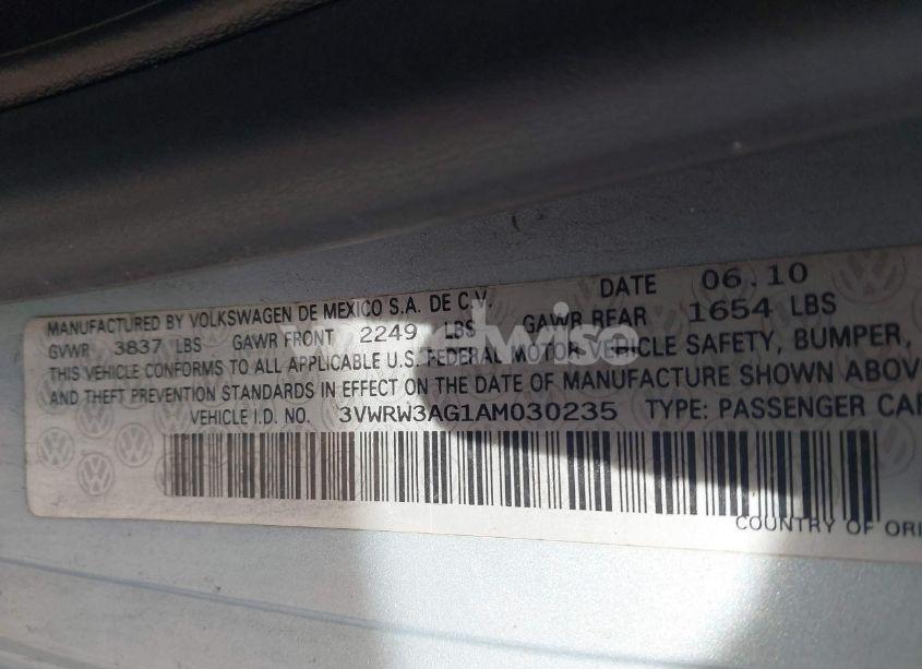 Photo 9 of 2010 Volkswagen New BEETLE 2.5L (VIN 3VWRW3AG1AM030235)