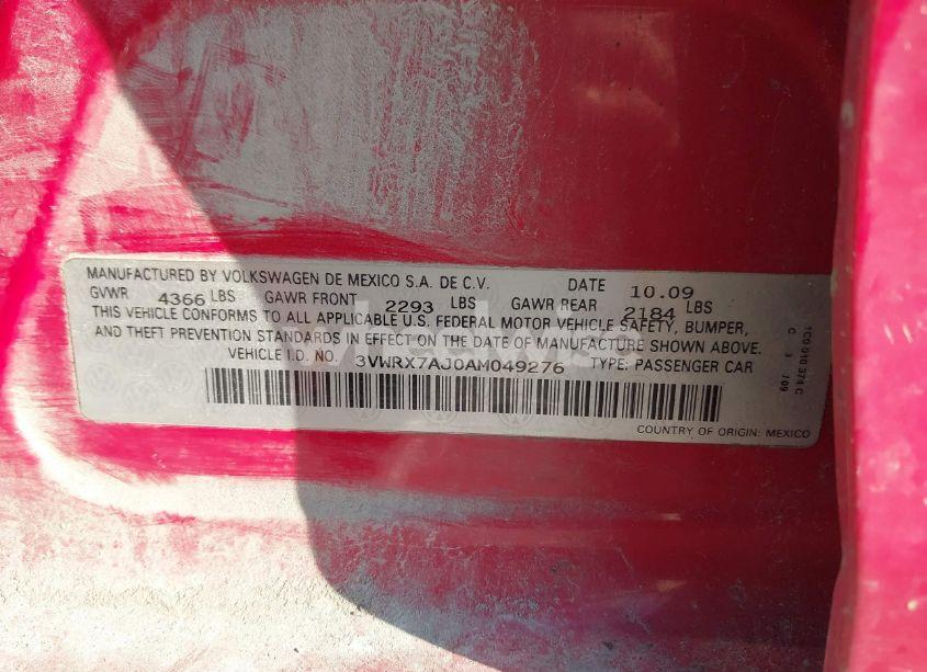 Photo 9 of 2010 Volkswagen Jetta SE (VIN 3VWRX7AJ0AM049276)