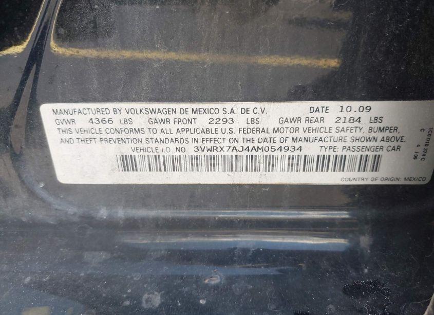 Photo 9 of 2010 Volkswagen Jetta SE (VIN 3VWRX7AJ4AM054934)