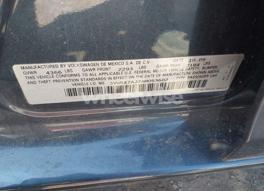 Photo 9 of 2010 Volkswagen Jetta SE (VIN 3VWRX7AJ7AM053602)