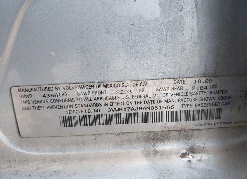 Photo 9 of 2010 Volkswagen Jetta SE (VIN 3VWRX7AJ8AM051566)