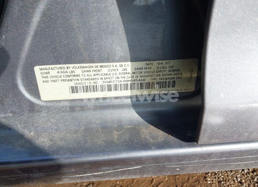 Photo 9 of 2008 Volkswagen Jetta SE/SEL (VIN 3VWRZ71K48M045468)