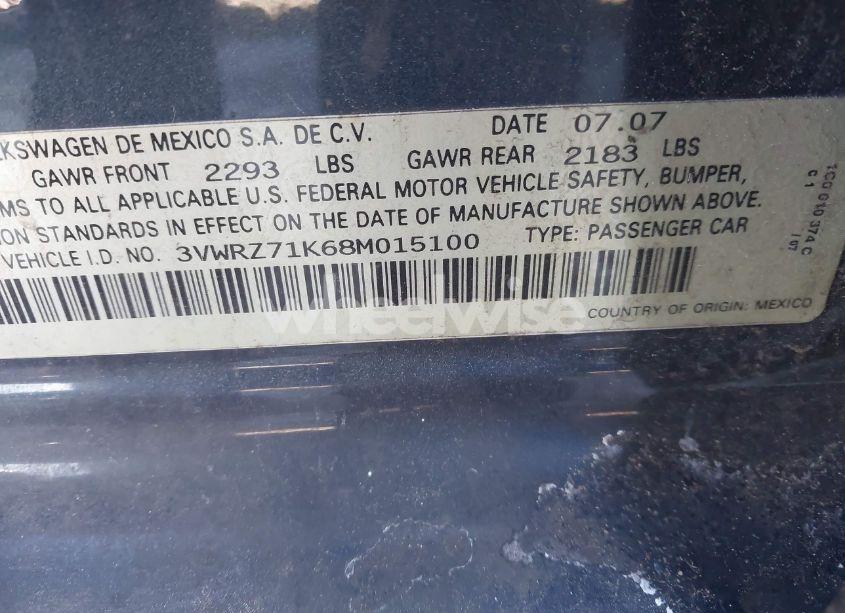 Photo 9 of 2008 Volkswagen Jetta SE/SEL (VIN 3VWRZ71K68M015100)