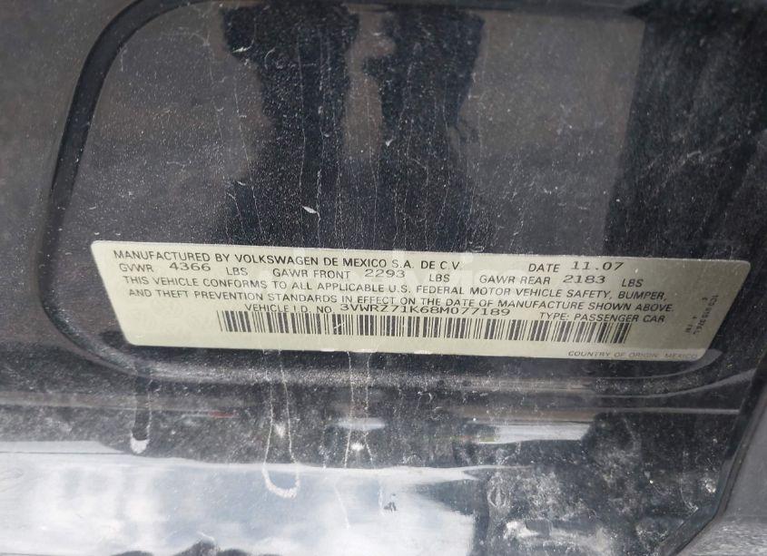 Photo 9 of 2008 Volkswagen Jetta SE/SEL (VIN 3VWRZ71K68M077189)