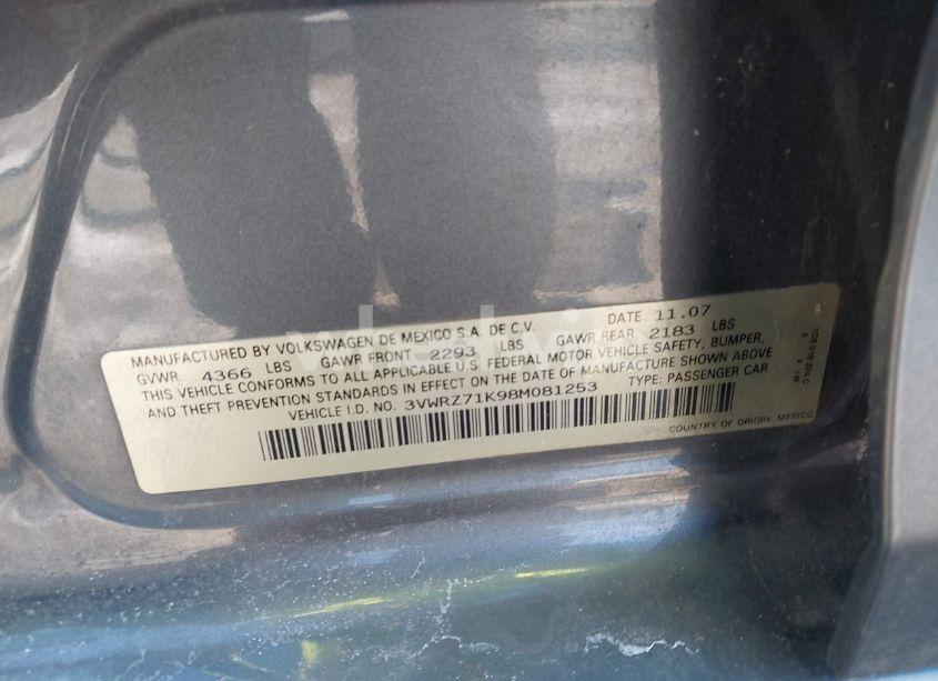 Photo 9 of 2008 Volkswagen Jetta SE/SEL (VIN 3VWRZ71K98M081253)