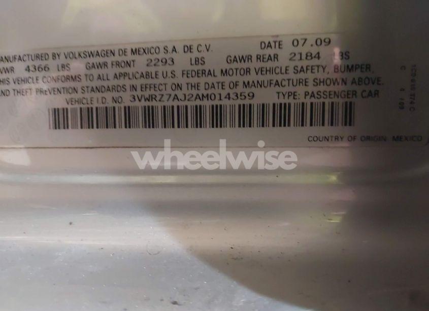 Photo 9 of 2010 Volkswagen Jetta SEDAN (VIN 3VWRZ7AJ2AM014359)