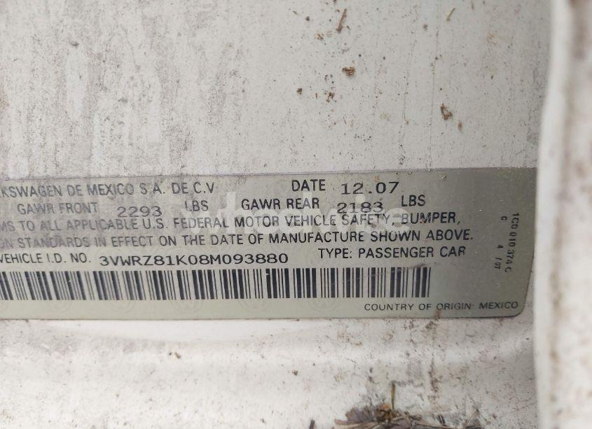 Photo 9 of 2008 Volkswagen Jetta SE/SEL (VIN 3VWRZ81K08M093880)