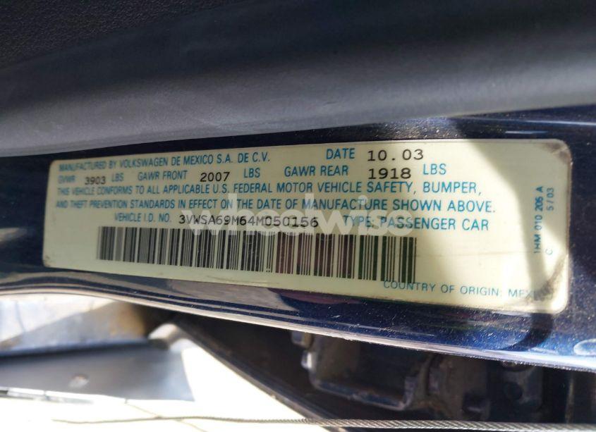 Photo 9 of 2004 Volkswagen Jetta GLS 2.0L (VIN 3VWSA69M64M050156)