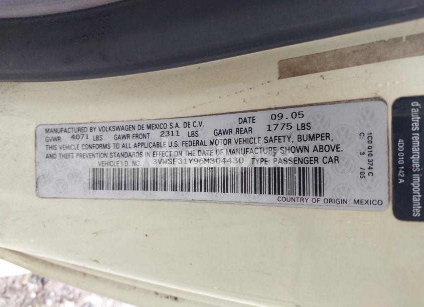 Photo 9 of 2006 Volkswagen New BEETLE 2.5 (VIN 3VWSF31Y96M304430)