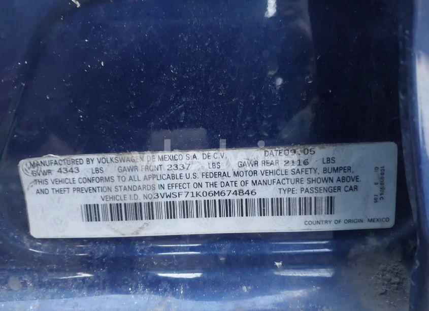 Photo 9 of 2006 Volkswagen Jetta 2.5 (VIN 3VWSF71K06M674846)