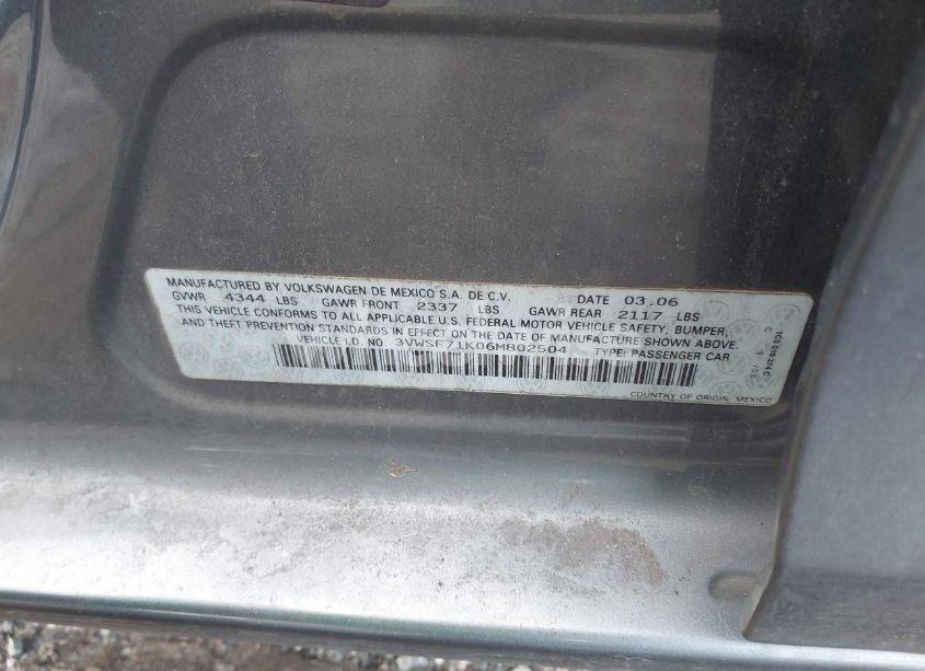 Photo 9 of 2006 Volkswagen Jetta 2.5 (VIN 3VWSF71K06M802504)