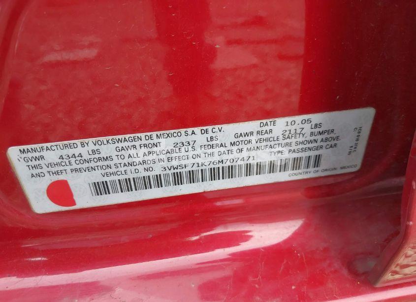 Photo 9 of 2006 Volkswagen Jetta 2.5 (VIN 3VWSF71K76M707471)