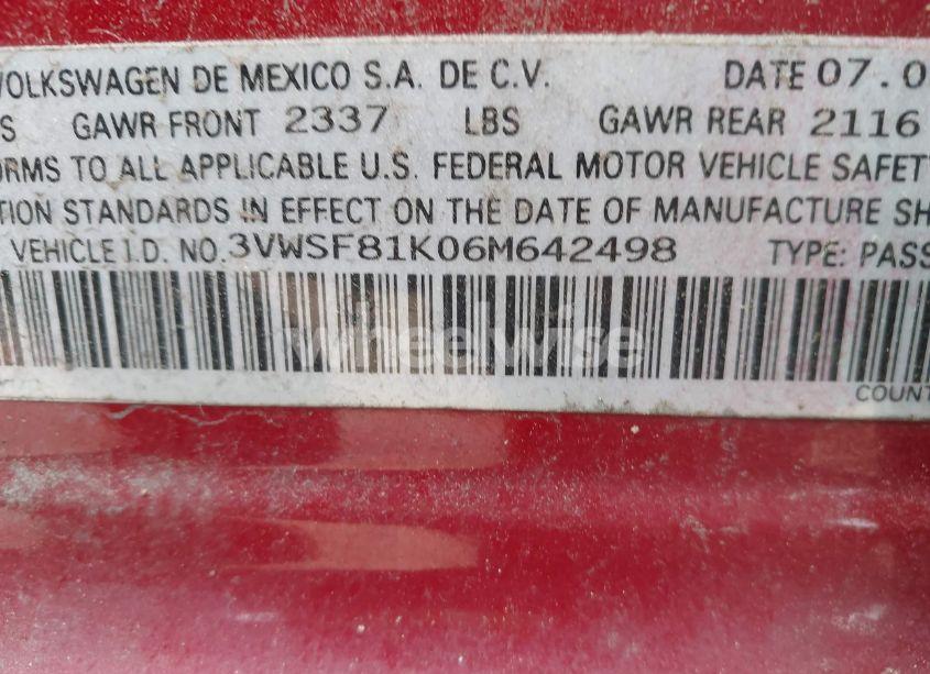 Photo 9 of 2006 Volkswagen Jetta 2.5 (VIN 3VWSF81K06M642498)