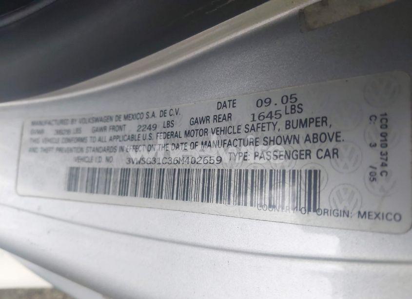 Photo 9 of 2006 Volkswagen New BEETLE 2.5 (VIN 3VWSG31C36M402659)