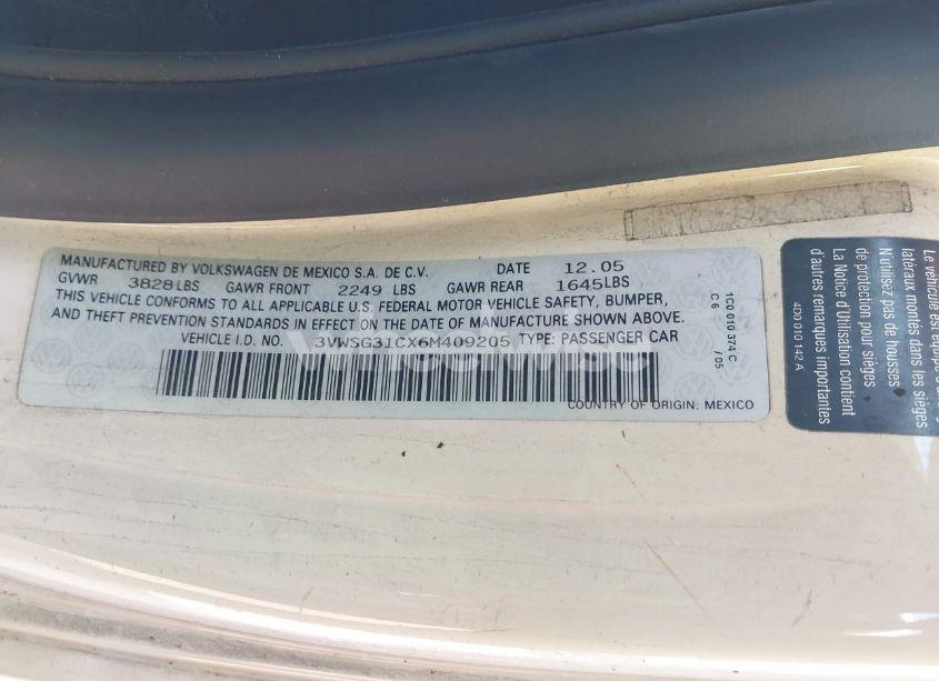 Photo 9 of 2006 Volkswagen New BEETLE 2.5 (VIN 3VWSG31CX6M409205)