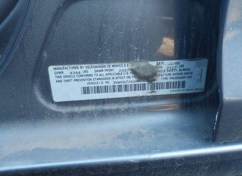 Photo 9 of 2006 Volkswagen Jetta 2.5 (VIN 3VWSG71K06M796099)