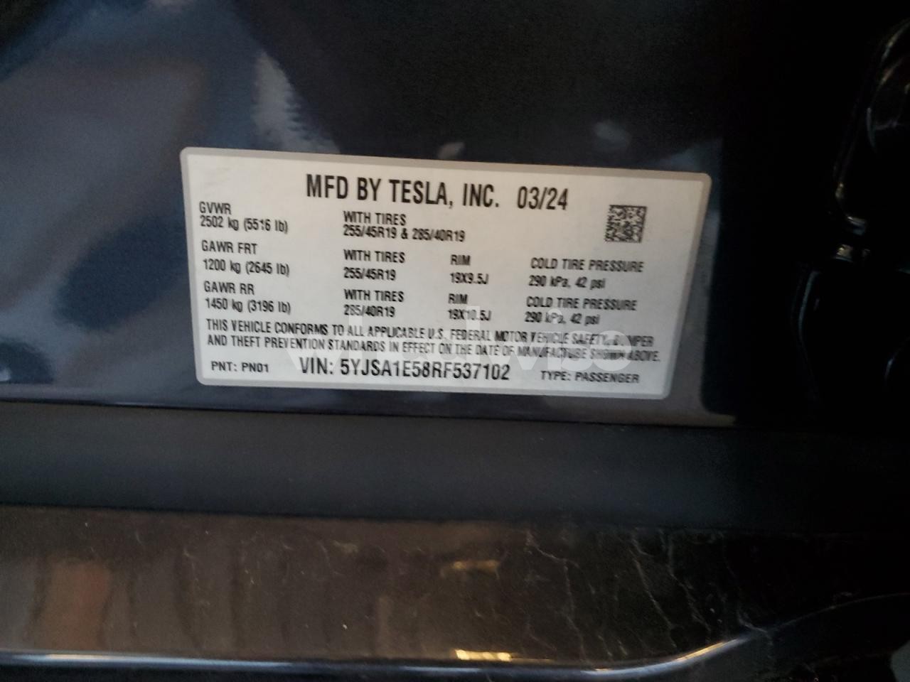 Photo 12 of 2024 TESLA MODEL S (VIN 3VWSG71K15M615252)