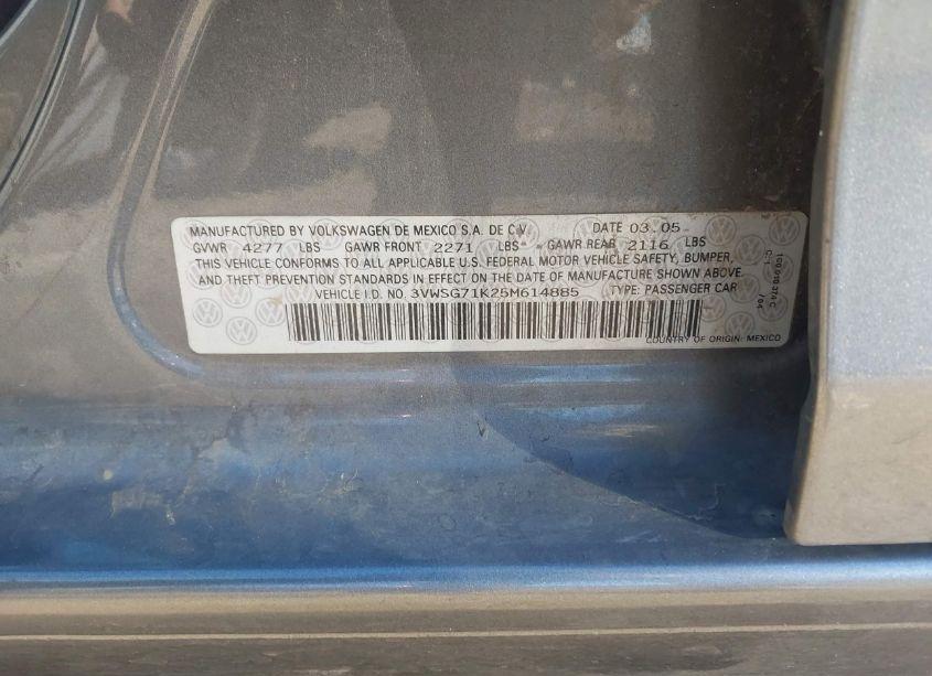 Photo 9 of 2005 Volkswagen Jetta 2.5 (VIN 3VWSG71K25M614885)