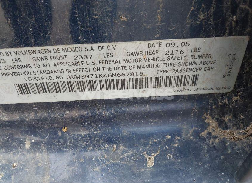 Photo 9 of 2006 Volkswagen Jetta 2.5 (VIN 3VWSG71K46M667816)