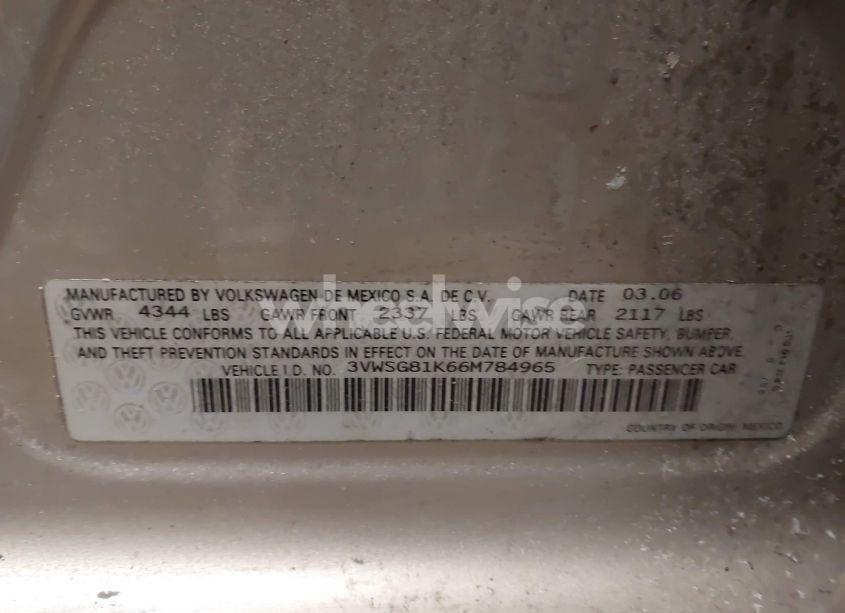 Photo 9 of 2006 Volkswagen Jetta 2.5 (VIN 3VWSG81K66M784965)