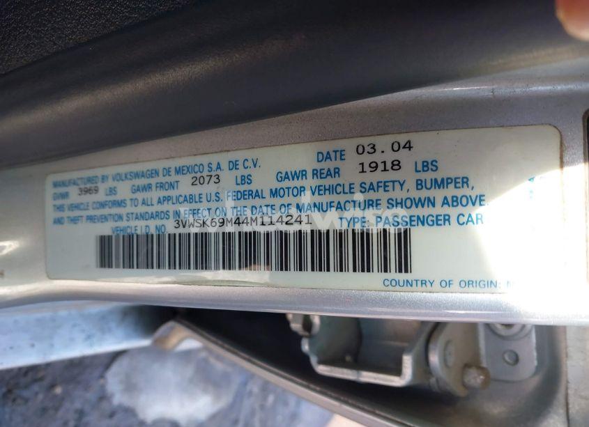 Photo 9 of 2004 Volkswagen Jetta GLS 2.0L (VIN 3VWSK69M44M114241)