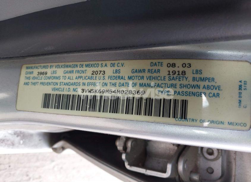 Photo 9 of 2004 Volkswagen Jetta GLS 2.0L (VIN 3VWSK69M54M028369)